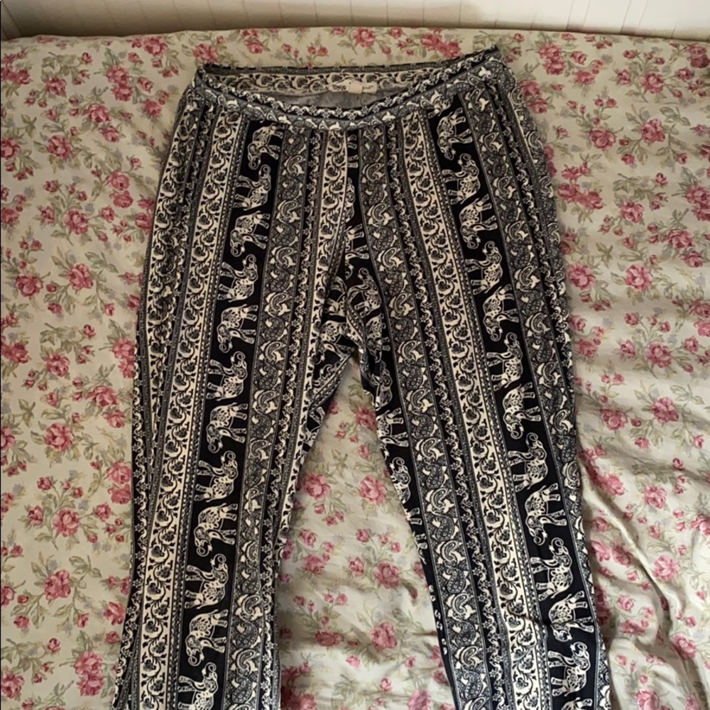 Elephant Print Flare Hippie Pants Yoga